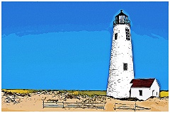 Great Point Lighthouse on Nantucket Island - Digital Painting